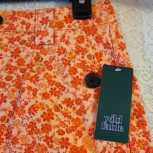 Rust Orange Floral Mini Skirt - Picture 1 of 7